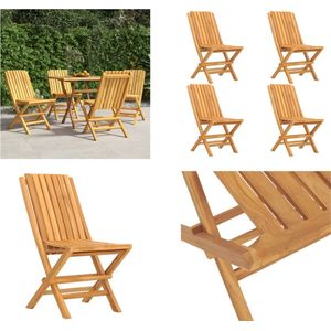 vidaXL Tuinstoelen 4 st inklapbaar 47x47x89 cm massief teakhout - Inklapbare Tuinstoel - Inklapbare Tuinstoelen - Tuinstoel - Tuinzitje