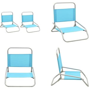 vidaXL Strandstoelen 2 st inklapbaar stof turquoise - Campingstoel - Campingstoelen - Kampeerstoel - Kampeerstoelen