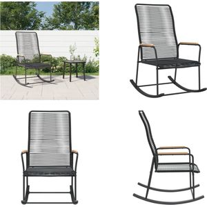 vidaXL Tuinschommelstoel 59x79-5x104 cm PVC-rattan zwart - Tuinschommelstoel - Tuinschommelstoelen - Tuinstoel - Terrasstoel