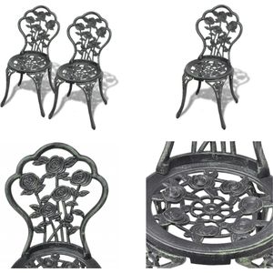 vidaXL Bistrostoelen 2 st gietaluminium groen - Tuin Eetstoel - Tuin Eetstoelen - Tuinstoel - Tuinstoelen