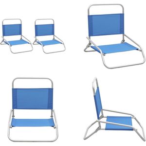 vidaXL Strandstoelen 2 st inklapbaar stof blauw - Campingstoel - Campingstoelen - Kampeerstoel - Kampeerstoelen