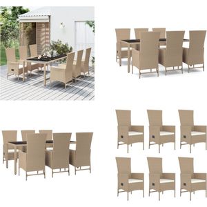 vidaXL 7-delige Tuinset met kussens poly rattan beige - Tuinset - Tuinsets - Tuin Set - Tuinmeubelset