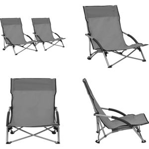 vidaXL Strandstoelen 2 st inklapbaar stof grijs Strandstoel - Tuinset - Lounge Stoel - Buitentools - Tuinmeubel - Terrasstoel - Vouwstoel - Campingstoel - Campingstoelen - Kampeerstoel - Kampeerstoelen