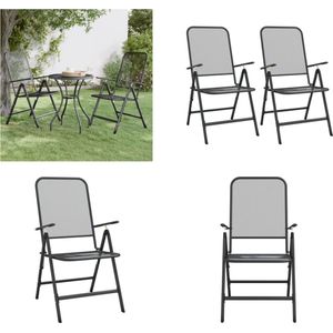 vidaXL Tuinstoelen inklapbaar 2 st metaalgaas antracietkleurig Tuinstoel - Inklapbare Tuinstoel - Buitensteel - Lounge Stoel - Terrasstoel - Balkonstoel - Metalen Tuinstoel - Inklapbare Tuinstoel - Inklapbare Tuinstoelen - Tuinstoel - Klapstoel