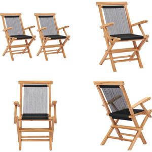 vidaXL Tuinstoelen inklapbaar 2 st massief teakhout en touw - Tuin Stoel - Tuin Stoelen - Buitenstoel - Buitenstoelen