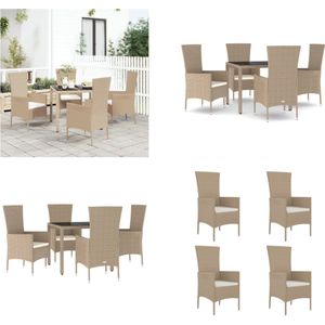 vidaXL 5-delige Tuinset met kussens poly rattan beige - Tuinset - Tuinsets - Tuin Set - Tuinmeubelset