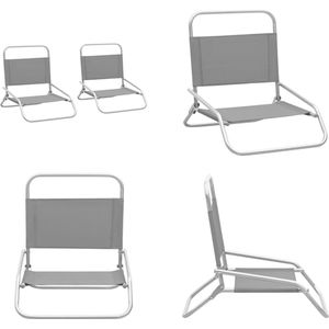 vidaXL Strandstoelen 2 st inklapbaar stof grijs - Campingstoel - Campingstoelen - Kampeerstoel - Kampeerstoelen