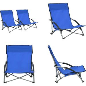 vidaXL Strandstoelen 2 st inklapbaar stof blauw Strandstoel - Tuinset - Buitentijd - Lounge - Relaxen - Terras - Balkon - Tuin - Zomer - Campingstoel - Campingstoelen - Kampeerstoel - Kampeerstoelen