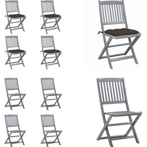 vidaXL Tuinstoelen 4 st inklapbaar met kussens massief acaciahout Tuinstoelen - Klapstoelen - Acacia Hout - Lounge Stoelen - Eetkamerstoelen - Buitentoog Meubels - Tuinset - Tuinstoel - Tuinstoelen - Tuin Stoel - Tuin Stoelen