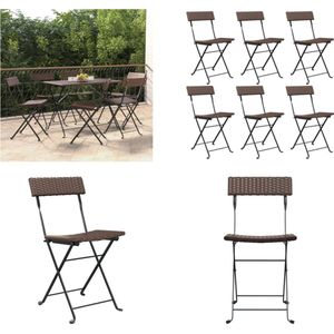 Bistrostühle 6 Stk. Klappbar Braun Poly Rattan und Stahl - Bistrostühle - Gartenstühle - Balkonmöbel - Outdoor Möbel - Rattan Möbel - Home & Living