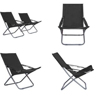 vidaXL Strandstoelen 2 st inklapbaar stof zwart - Inklapbare Strandstoel - Inklapbare Strandstoelen - Stoel - Stoelen