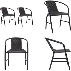 Vidaxl - Gartenstühle 2 Stk. Kunststoff Rattan-Optik und Stahl 110 kg - Gartensessel - Gartenmöbel - Outdoor Möbel - Balkonmöbel - Rattan Optik