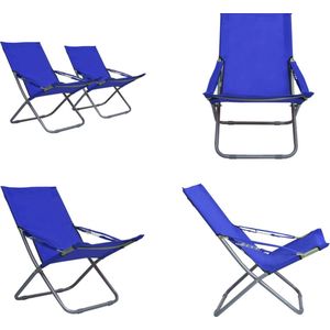 vidaXL Strandstoelen 2 st inklapbaar stof blauw - Inklapbare Strandstoel - Inklapbare Strandstoelen - Stoel - Stoelen