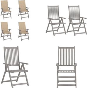 vidaXL Tuinstoelen 4 st verstelbaar met kussens massief acaciahout - Tuinstoel - Tuinstoelen - Stoel - Stoelen