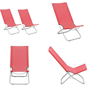 vidaXL Strandstoelen 2 st inklapbaar stof rood - Campingstoel - Campingstoelen - Kampeerstoel - Kampeerstoelen