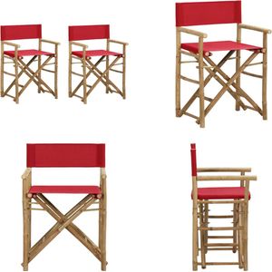 vidaXL Regisseursstoelen 2 st inklapbaar rood bamboe en stof - Regisseursstoel - Regisseursstoelen - Stoel - Stoelen