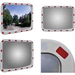 vidaXL Verkeersspiegel rechthoekig met reflectors 60x80 cm - Spiegel - Spiegels - Verkeersspiegel - Verkeersspiegels