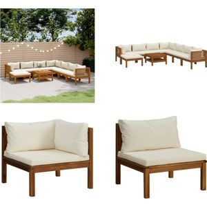 Vidaxl - 9-tlg. Garten-Lounge-Set mit Creme Kissen Massivholz Akazie - Garten-Lounge-Set - Garten-Lounge-Sets - Home & Living - Creme