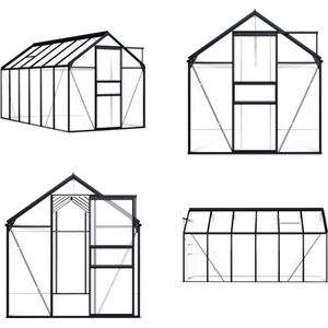 vidaXL Tuinkas 7-03 m³ aluminium antracietkleurig - Kas - Kassen - Broeikas - Broeikassen