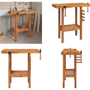 vidaXL Werkbank met bankschroeven 92x48x83 cm massief acaciahout - Werkbank - Werkbanken - Werktafel - Werkstation
