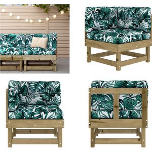 Vidaxl - Ecksofa mit Kissen Kiefernholz Imprägniert - Gartensofa - Eckcouch - Lounge Möbel - Gartenmöbel - Holztisch - Home & Living