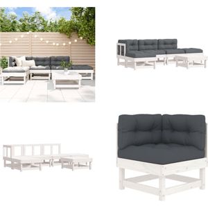 Vidaxl - 6-tlg. Garten-Lounge-Set mit Kissen Weiß Massivholz - Gartenmöbel - Loungemöbel - Rattan Möbel - Holz Gartenmöbel - Esszimmergarnituren