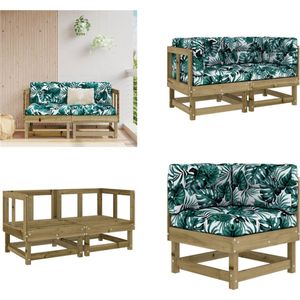 Vidaxl - Ecksofas mit Kissen 2 Stk. Kiefernholz Imprägniert - Gartensofa - Holzsessel - Gartenmöbeln - Esszimmergarnitur - Lounge Möbel - Home &