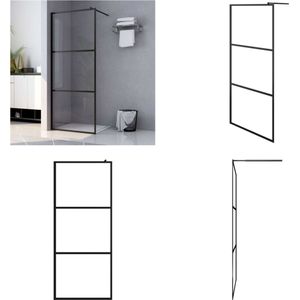vidaXL Inloopdouchewand transparant 80x195 cm ESG-glas zwart - Douchescherm - Doucheschermen - Inloopdouchescherm - Inloopdoucheschermen