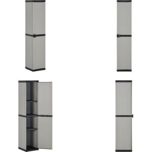 vidaXL Tuinkast met 3 schappen 34x40x168 cm grijs en zwart - Tuinkast - Tuinkasten - Opbergkast - Tuinmeubel