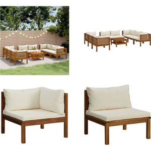 Vidaxl - 9-tlg. Garten-Lounge-Set mit Creme Kissen Massivholz Akazie - Garten-Lounge-Set - Garten-Lounge-Sets - Home & Living - Creme