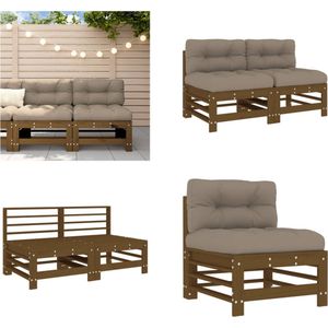 Vidaxl - Mittelsofas mit Kissen 2 Stk. Honigbraun Massivholz Kiefer - Gartensofa - Holzsessel - Lounge Möbel - Gartenlounge - Esszimmertisch - Home &