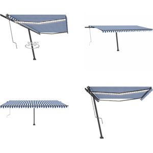 Vidaxl - Automatische Markise mit led & Windsensor 500x300 Blau und Weiß - Automatische Markise - Sonnenschutz - Gartensonnenmarkise - Markise Mit
