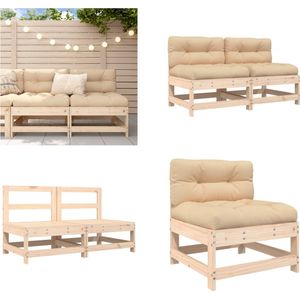 Vidaxl - Mittelsofas mit Kissen 2 Stk. Massivholz Kiefer - Gartensofa - Holzsessel - Gartenmöbeln - Lounge Möbel - Kiefernholz - Home & Living