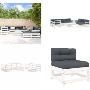 10-tlg. Garten-Lounge-Set mit Kissen Weiß Massivholz - Gartenmöbel - Loungesessel - Gartenloungeset - Rattan Möbel - Holz Gartenmöbel - Home & Living