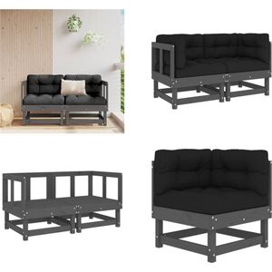 Vidaxl - Ecksofas mit Kissen 2 Stk. Grau Massivholz Kiefer - Gartensofa - Holzsessel - Lounge Möbel - Gartenlounge - Esszimmergarnitur - Home & Living