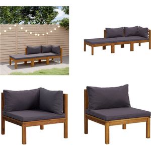 Vidaxl - 3-tlg. Garten-Lounge-Set mit Auflagen Massivholz Akazie - Garten-Lounge-Set - Garten-Lounge-Sets - Home & Living - Grau