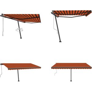 vidaXL Luifel vrijstaand automatisch 400x300 cm oranje en bruin - Uitschuifbare Luifel - Uitschuifbare Luifels - Uittrekbare Luifel - Uittrekbare Luifels