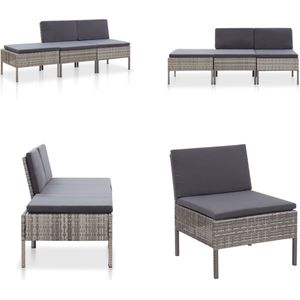 Vidaxl - 3-tlg. Garten-Lounge-Set mit Auflagen Poly Rattan Grau - Gartenmöbel - Loungemöbel - Rattanmöbel - Outdoormöbel - Balkonmöbel - Home & Living