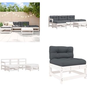 Vidaxl - 6-tlg. Garten-Lounge-Set mit Kissen Weiß Massivholz - Gartenmöbeln - Loungemöbel - Rattan Möbel - Holz Gartenmöbel - Esszimmergarnituren
