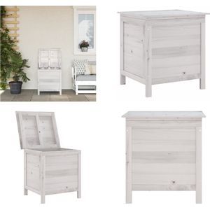 vidaXL Tuinbox 50x49x56,5 cm massief vurenhout wit - Tuinbox - Tuinboxen - Opbergbox - Opbergbox Tuin