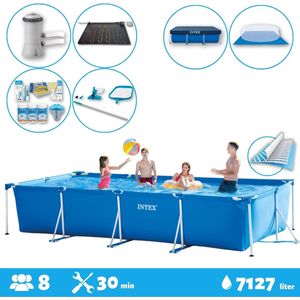 Intex Voordeelverpakking - Rechthoekig Frame Zwembad - 450 x 220 x 84 cm - Blauw - Inclusief Accessoires - Voor een heel seizoen