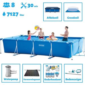 Intex Opzetzwembad - Rechthoekig - 450 x 220 x 84 cm - Blauw - Sterk materiaal - Inclusief Accessoires