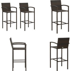 Barhocker 2 Stk. Braun Poly Rattan - Barhocker - Gartenstuhl - Outdoor Möbel - Esszimmerstuhl - Balkonmöbeln - Home & Living