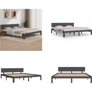 vidaXL Bedframe massief hout grijs 180x200 cm 6FT Super King - Bedframe - Bedframes - Bed - Bedbodem