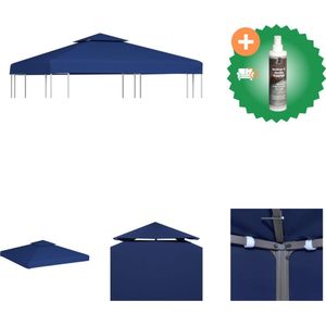 vidaXL Vervangend tentdoek prieel 310 g/m² 3x3 m donkerblauw Partytent Inclusief Reiniger