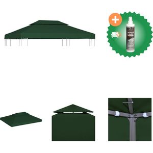 vidaXL Vervangend tentdoek prieel 310 g/m² 3x4 m groen Partytent Inclusief Reiniger