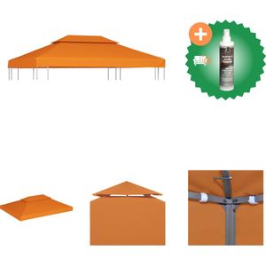 vidaXL Vervangend tentdoek prieel 310 g/m² 3x4 m oranje Partytent Inclusief Reiniger