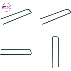 vidaXL Kunstgraspennen 100 st U-vormig ijzer - Pen - Pennen - Spijker - Spijkers