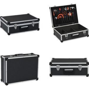 vidaXL Gereedschapskoffer 46x33x16 cm aluminium zwart - Gereedschapskoffer - Gereedschapskoffers - Reiskoffer - Reiskoffers