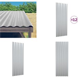 vidaXL Dakpanelen 12 st 100x36 cm gepoedercoat staal zilverkleurig - Dakpaneel - Dakpanelen - Dakplaat - Golfplaat